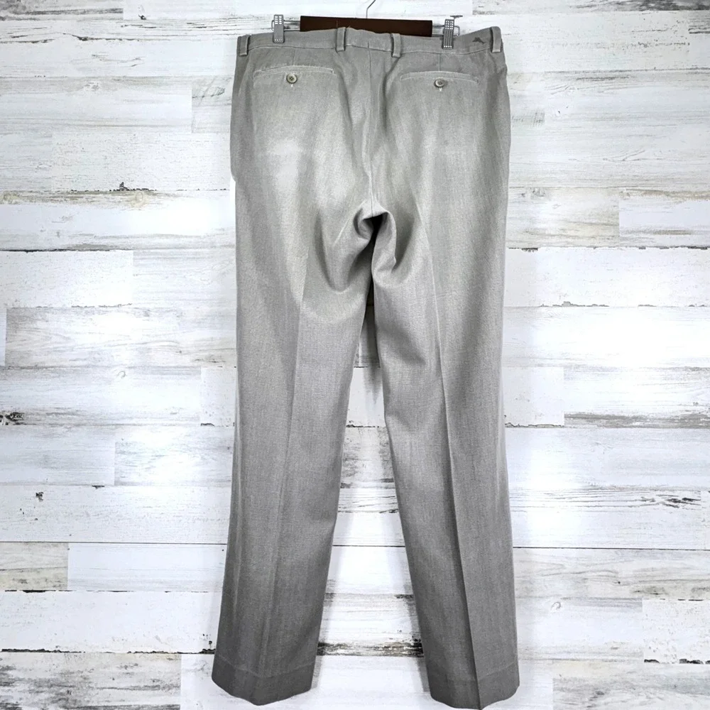 Tommy Bahama Mens‎ Gray Silk Blend Pleated Dress Pants 35x34 Floral Lined
